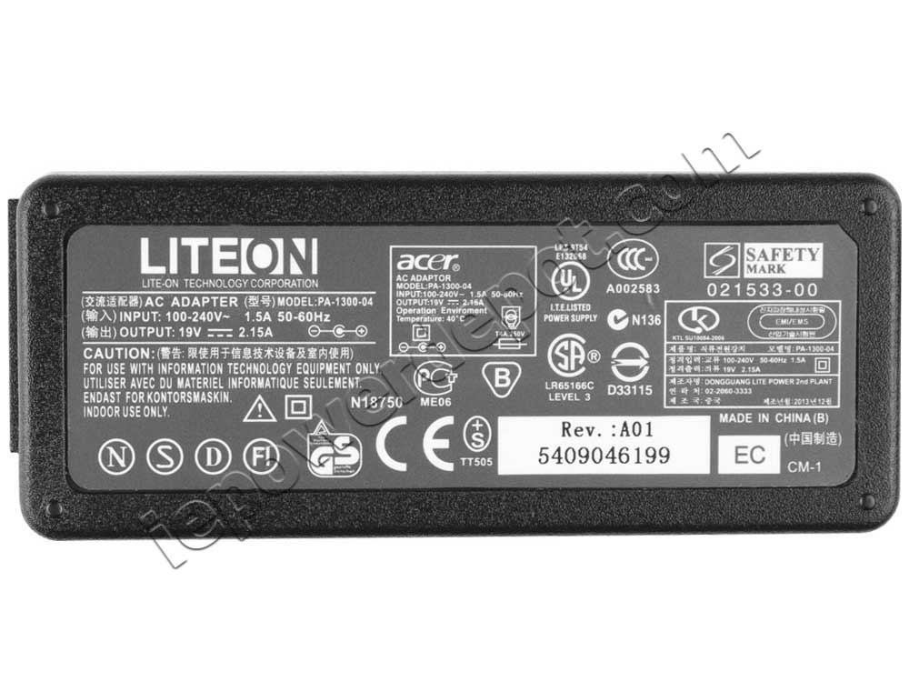 Original 40W Acer S220HQL S220HQLAbd S240HL AC Adapter Charger + Cord