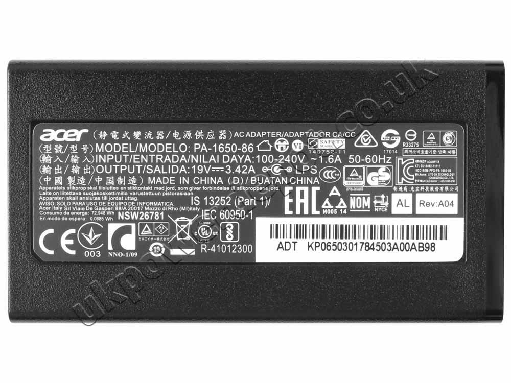 Original 65W Charger Acer Aspire 5742-373G32MN 5742-374G32Mnkk AC Adapter + Cable