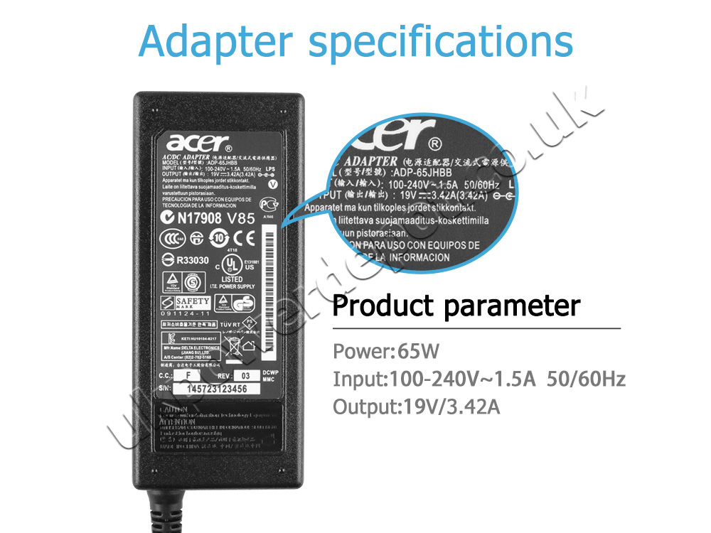 Original 65W Acer Aspire 5315-2203 5315-2940 AC Adapter + Cord