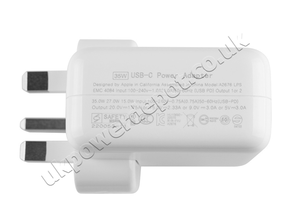 35W Dual USB-C Charger for Apple MacBook Air 15 M3 2024 MRYT3B/A AC Adapter