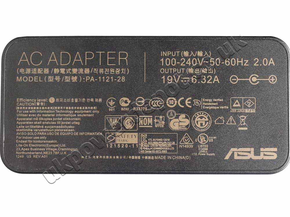 Original 120W Charger Asus 0A001-00066300 AC Adapter + Cable