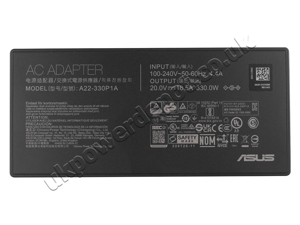 Original 330W Charger Asus ROG Strix Scar 16 G634JZ-XS96 AC Adapter + Cable