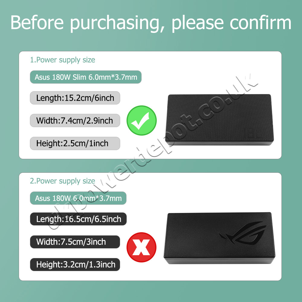 Original 180W Slim Charger Asus ROG Zephyrus S GX531GM AC Adapter + Cable