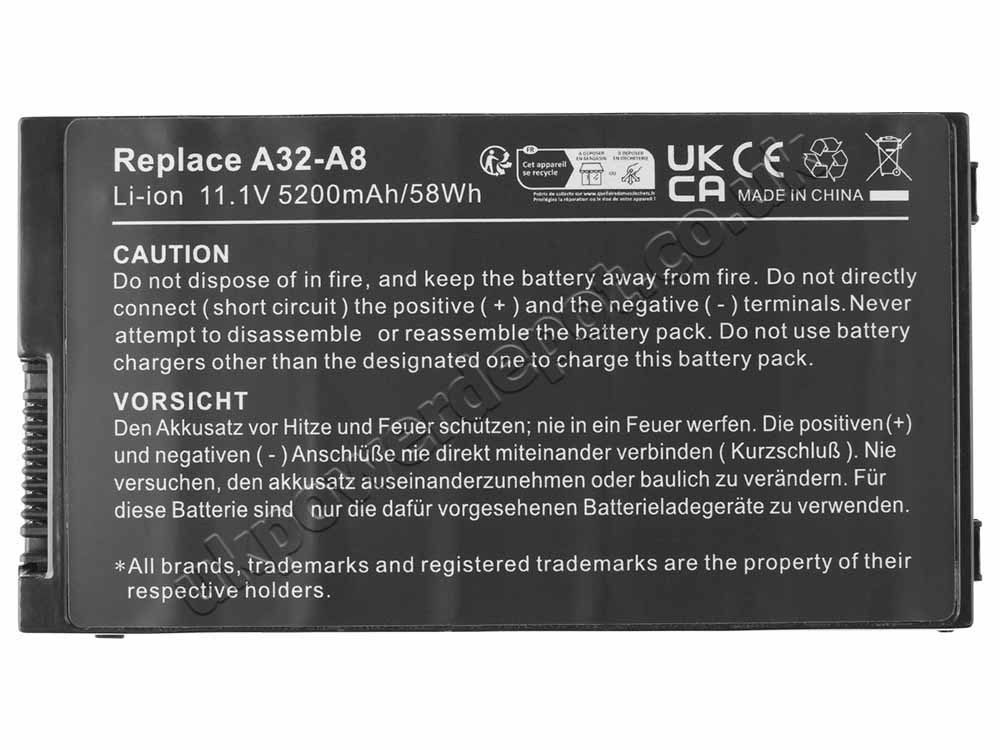 4800mAh 49Wh 6-Cell Asus A8 Battery