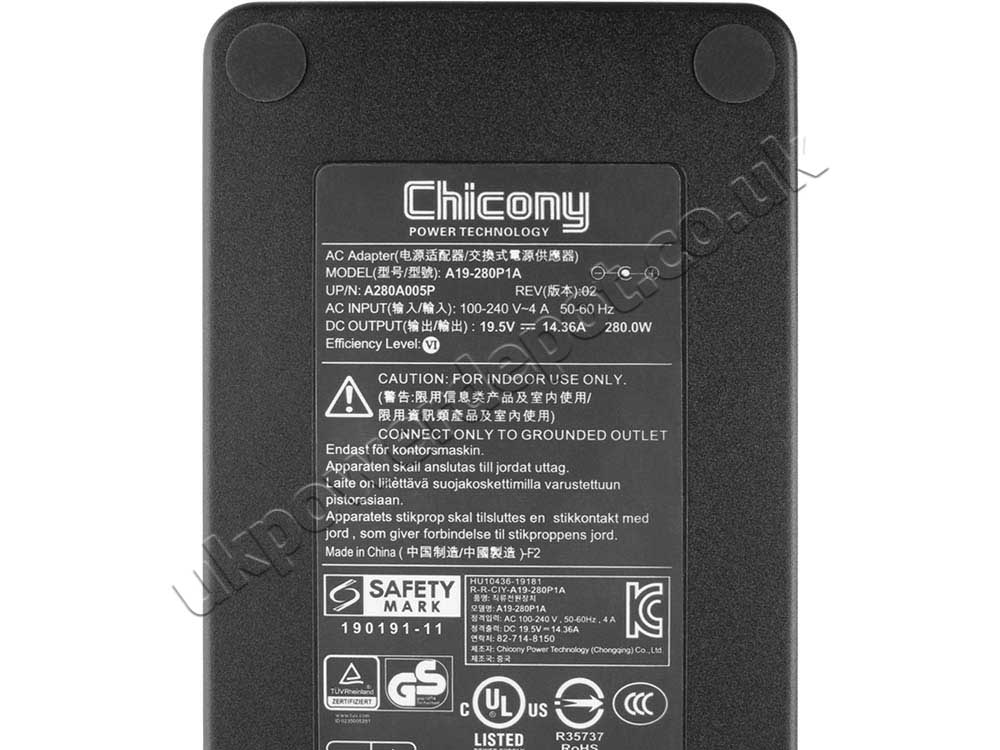 Original 280W Charger Acer Nitro 5 AN517-42-R85S AC Adapter + Cable