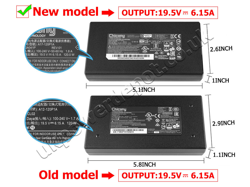 Original 120W Charger MSI GL62 6QC-048IT AC Adapter + Cable