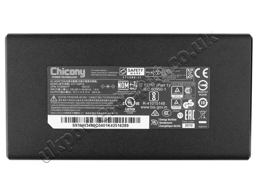 Original 120W Charger MSI GL62 6QC-048IT AC Adapter + Cable