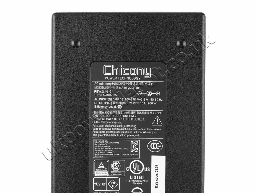 Original 200W Charger MSI Katana 15 B12VFK MS-1585 AC Adapter + Cable