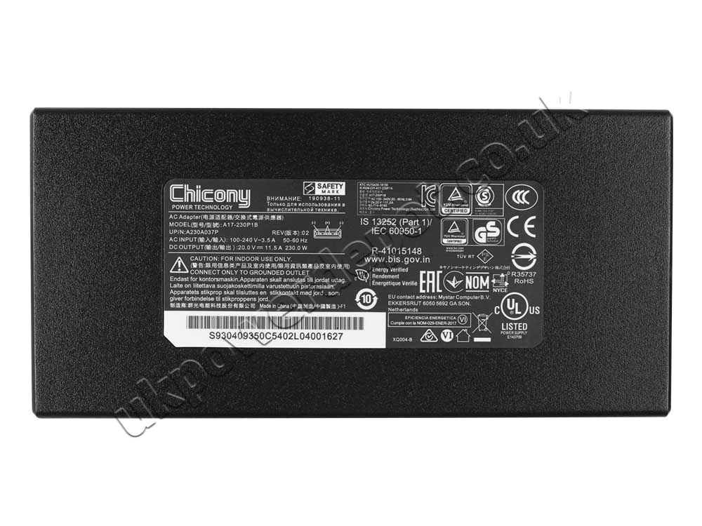 Original 230W Charger Mifcom SG5 i7 - GTX 1060 Ultimate 4K (15.6") (P651RP6-G) AC Adapter + Cable