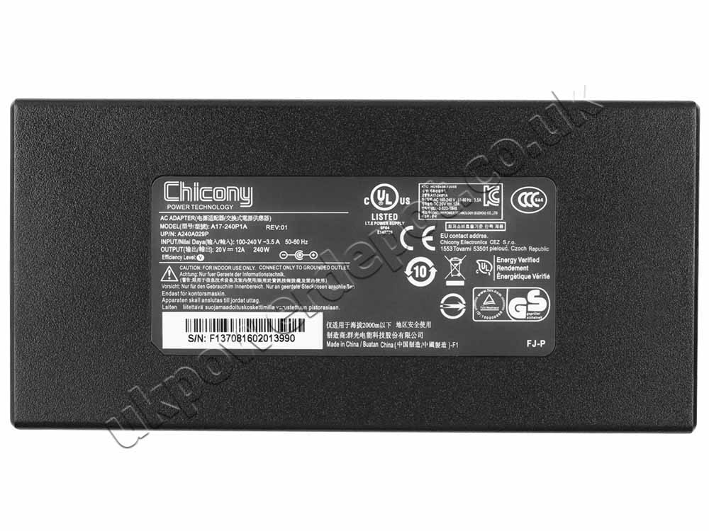 Original 240W Charger MSI CreatorPro Z16P B12UKST-096ES AC Adapter + Cable