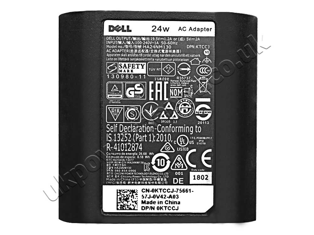 Original 24W Micro USB Dell Venue 11 Pro 7140 AC Adapter Charger