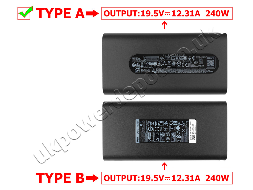 Original 240W GaN Charger Dell Precision 7730 i9-8950hk AC Adapter + Cable