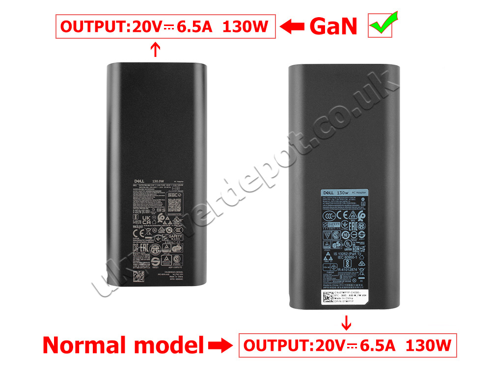 Original 130W USB-C GaN Charger Dell XPS 15 9550-4969 AC Adapter + Cable