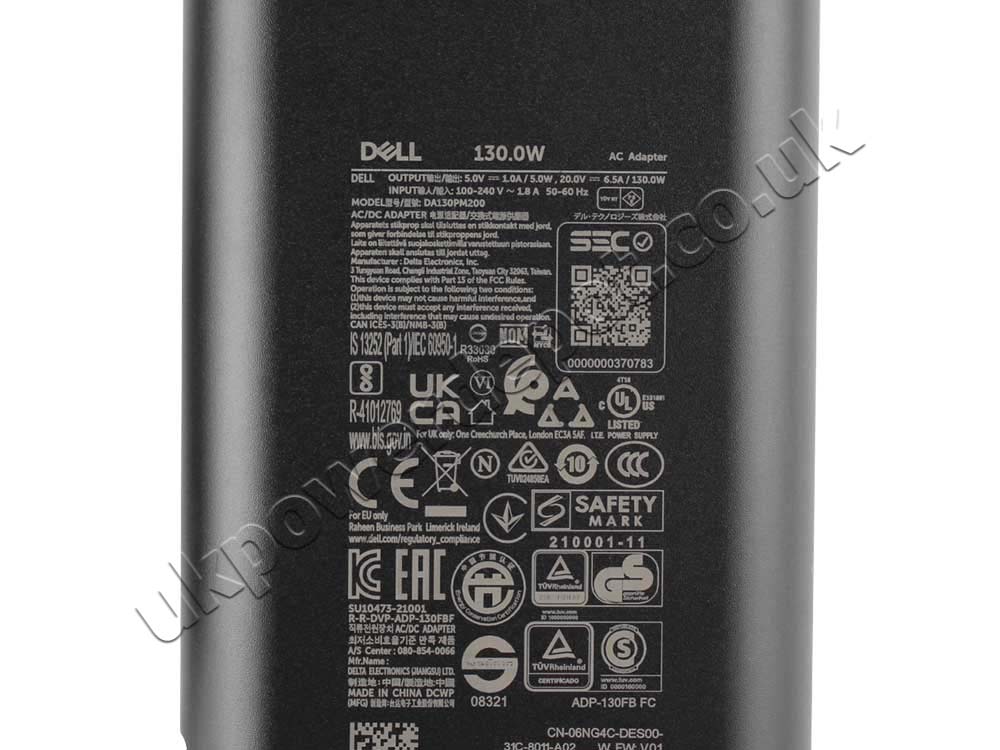 Original 130W USB-C GaN Charger Dell XPS 15 9550-4969 AC Adapter + Cable