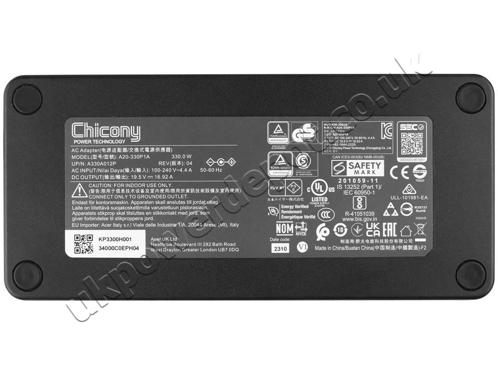 Original 330W Charger Acer Predator Helios 500 PH517-52-78TY AC Adapter