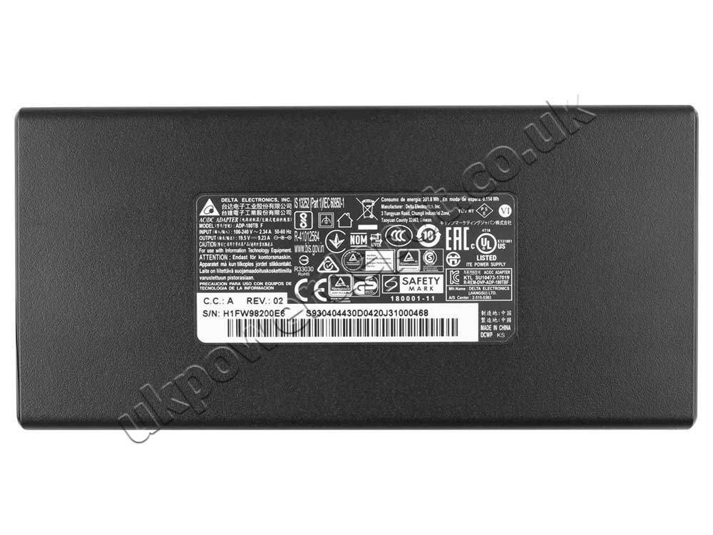 Original 180W Slim Charger Medion Erazer X7847 X7842 AC Adapter + Cable