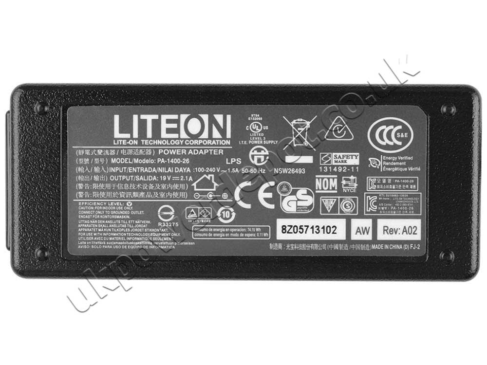40W Clevo W950KL W950SU2 W950KL AC Adapter Charger Power Cord