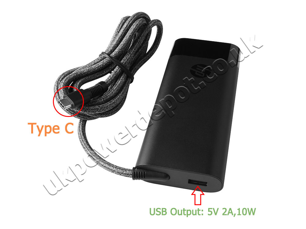 Original 110W USB-C/USB-A Charger HP EliteBook 860 G10 7N9D5AA AC Adapter + Cable
