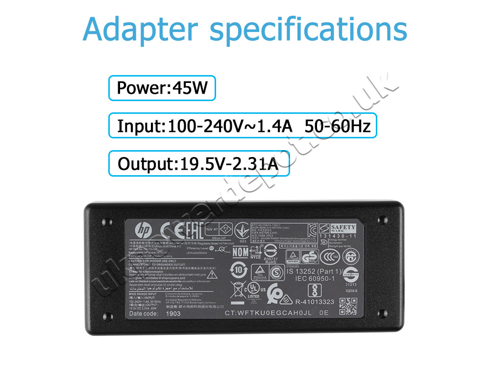 Original 45W HP H6Y88AA H6Y88AA#ABA AC Adapter Charger Power Cord