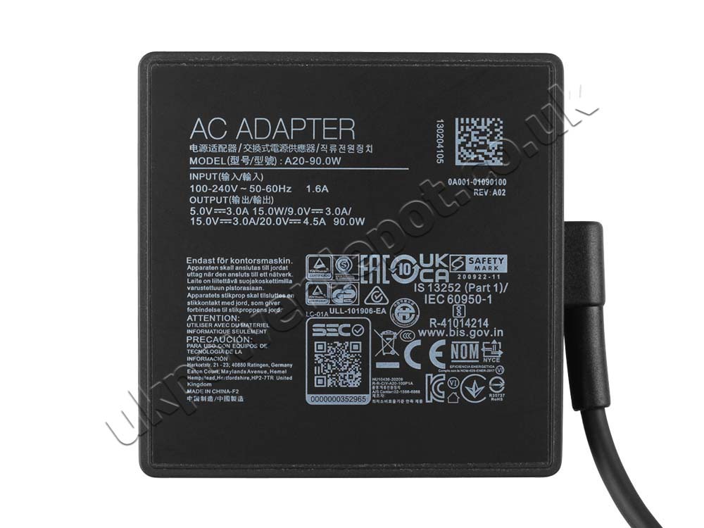 90W USB-C Charger Wortmann Terra Mobile 1551 AC Adapter + Cable