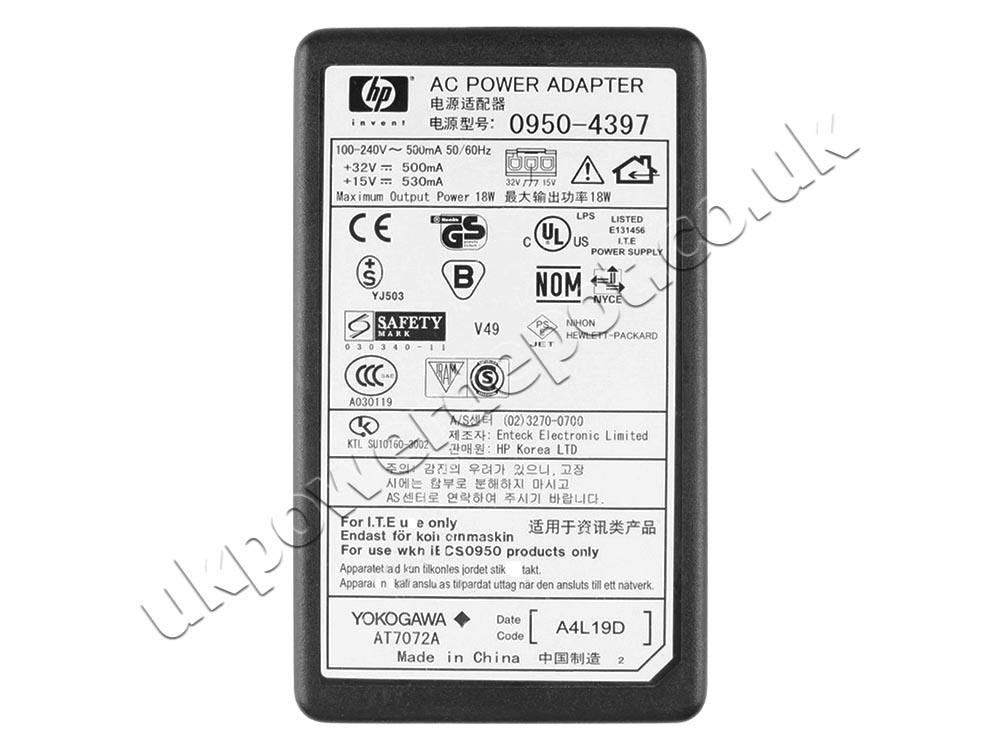Original 18W Charger HP Deskjet Printer D1360 AC Adapter