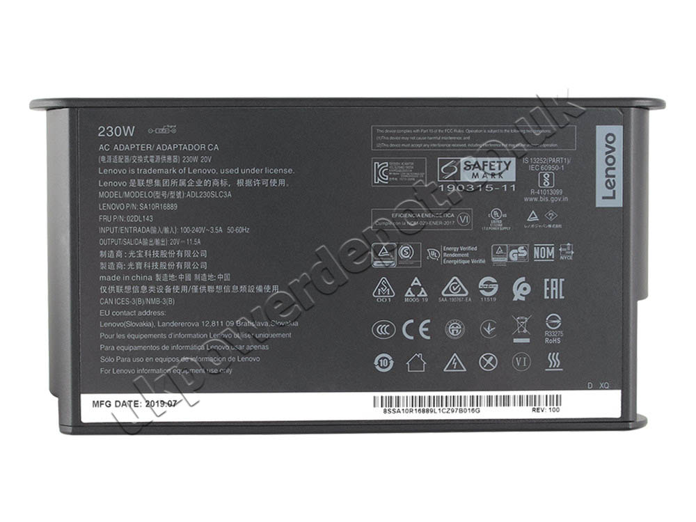 Original 230W Charger Lenovo ThinkPad Thunderbolt 3 Workstation Dock Gen 2 40ANY230EU AC Adapter