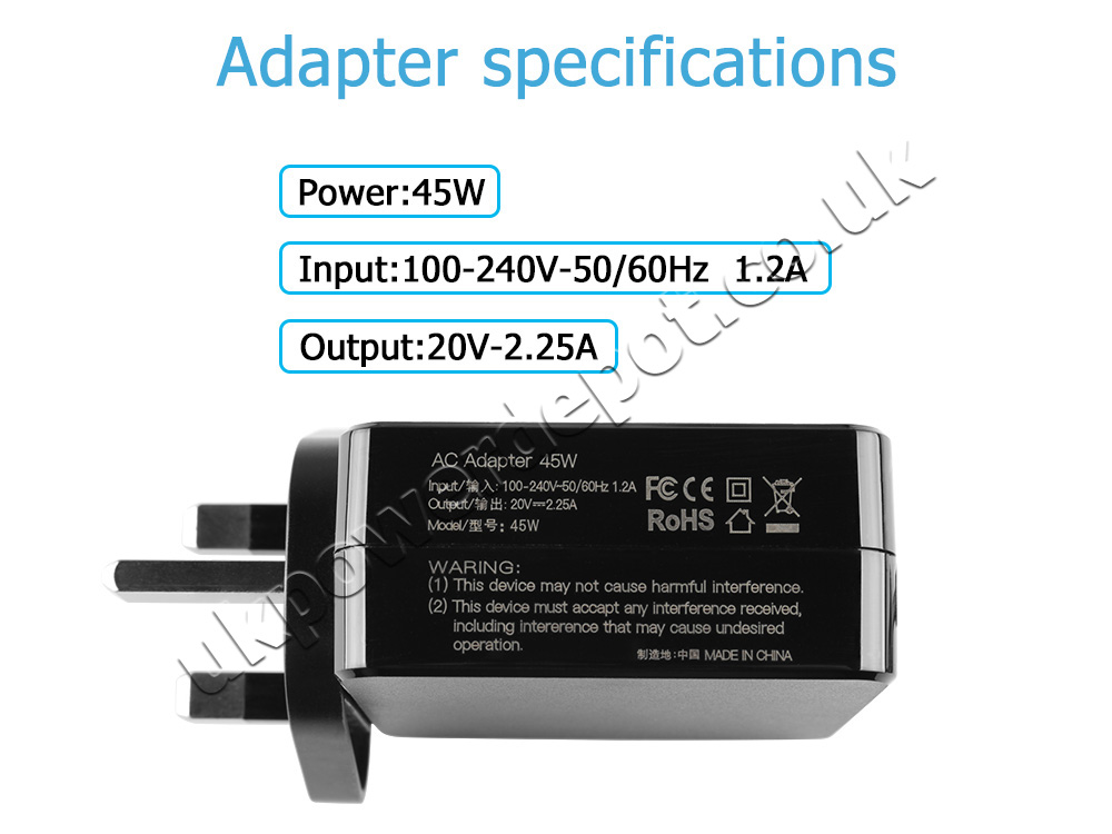 Original Lenovo IdeaPad 5 14IIL05 81YH AC Adapter Charger 45W