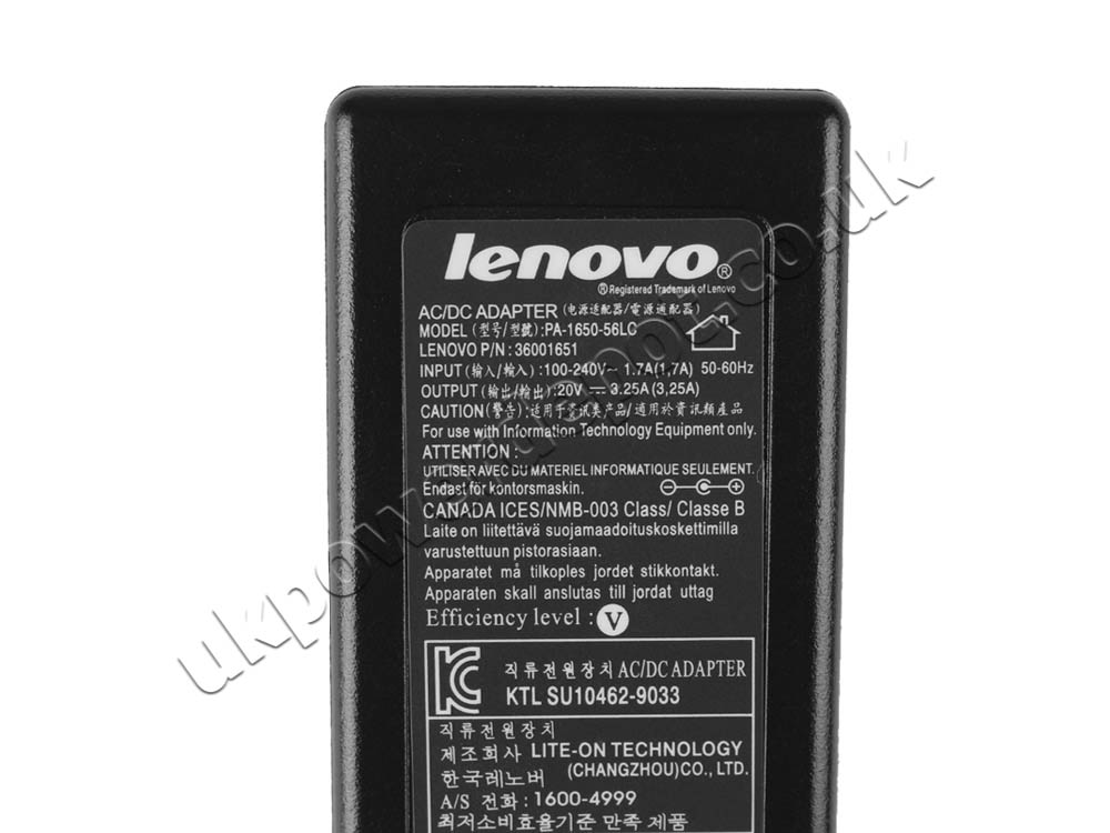 Original 65W Lenovo IdeaPad Z580 15.6 Series AC Adapter Charger Power Cord