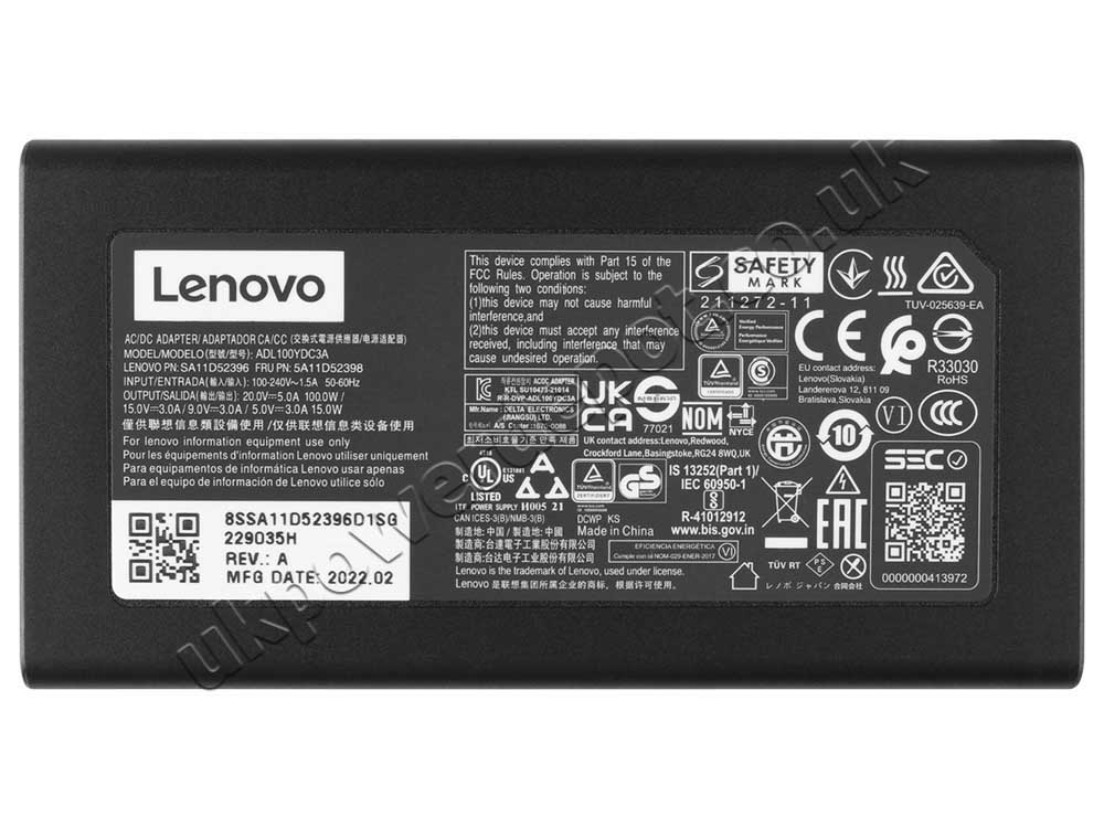 Original 100W USB-C Charger Lenovo ThinkPad T16 Gen 2 21K70034UK AC Adapter + Cable