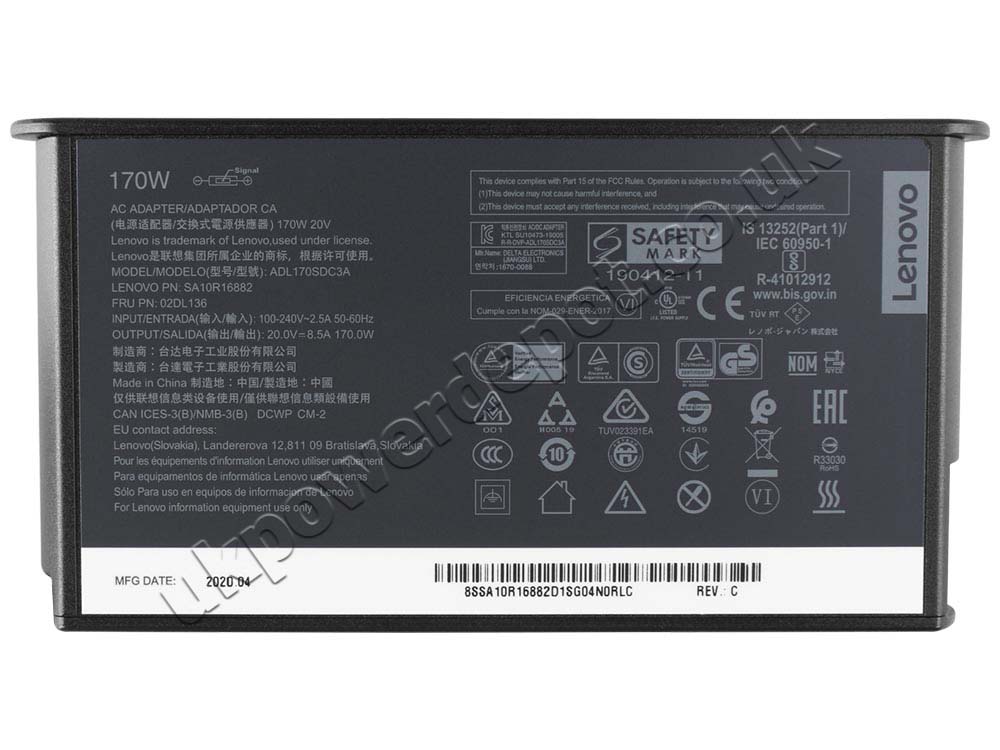 Original 170W Charger Lenovo ThinkStation P360 Tiny 30FD AC Adapter + Cable