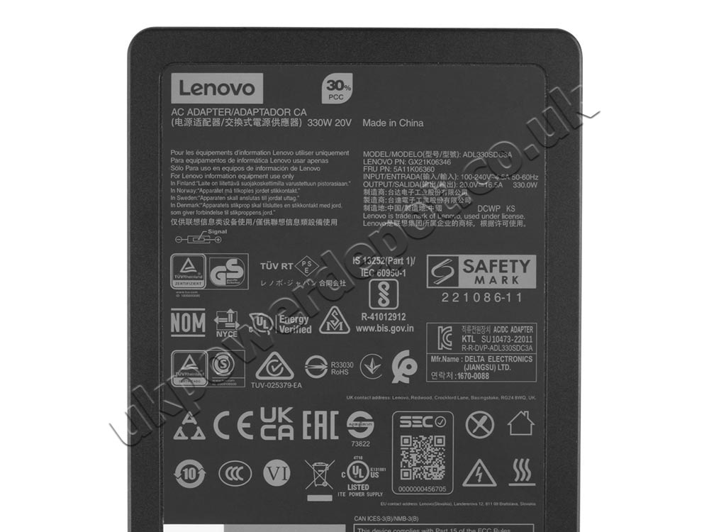 Original 330W GaN Charger Lenovo Legion Y920-17IKB 80YX AC Adapter + Cable