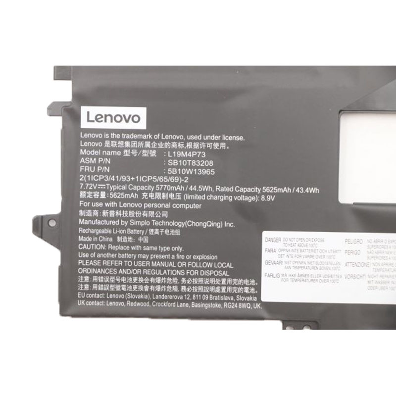 Original Battery Lenovo L19C4P73 5B10W13966 SB10T83209 5770mAh 44.5Wh