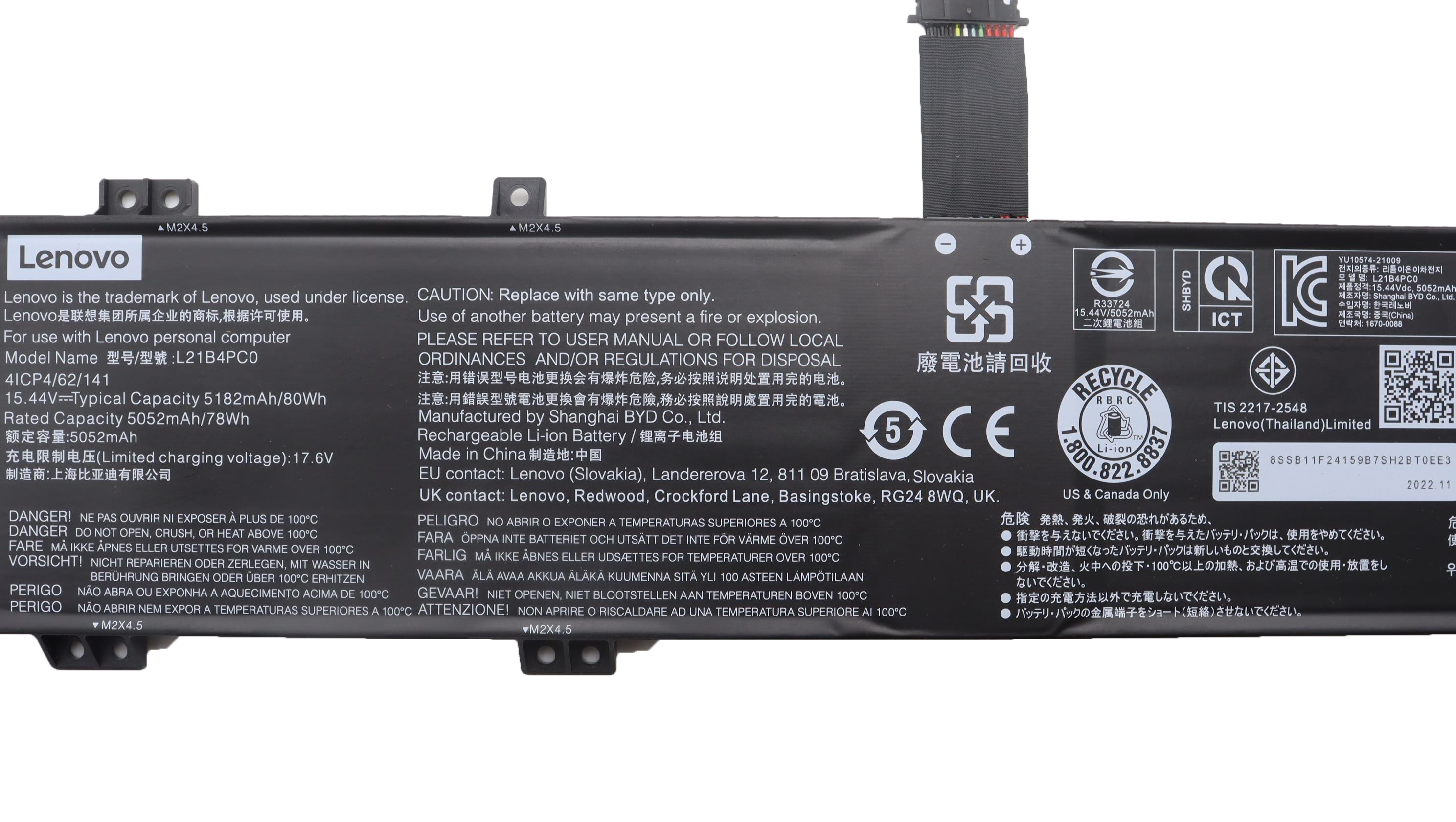 Original Battery Lenovo Legion 5 15ARH7H 82RD005RUK 5182mAh 80Wh