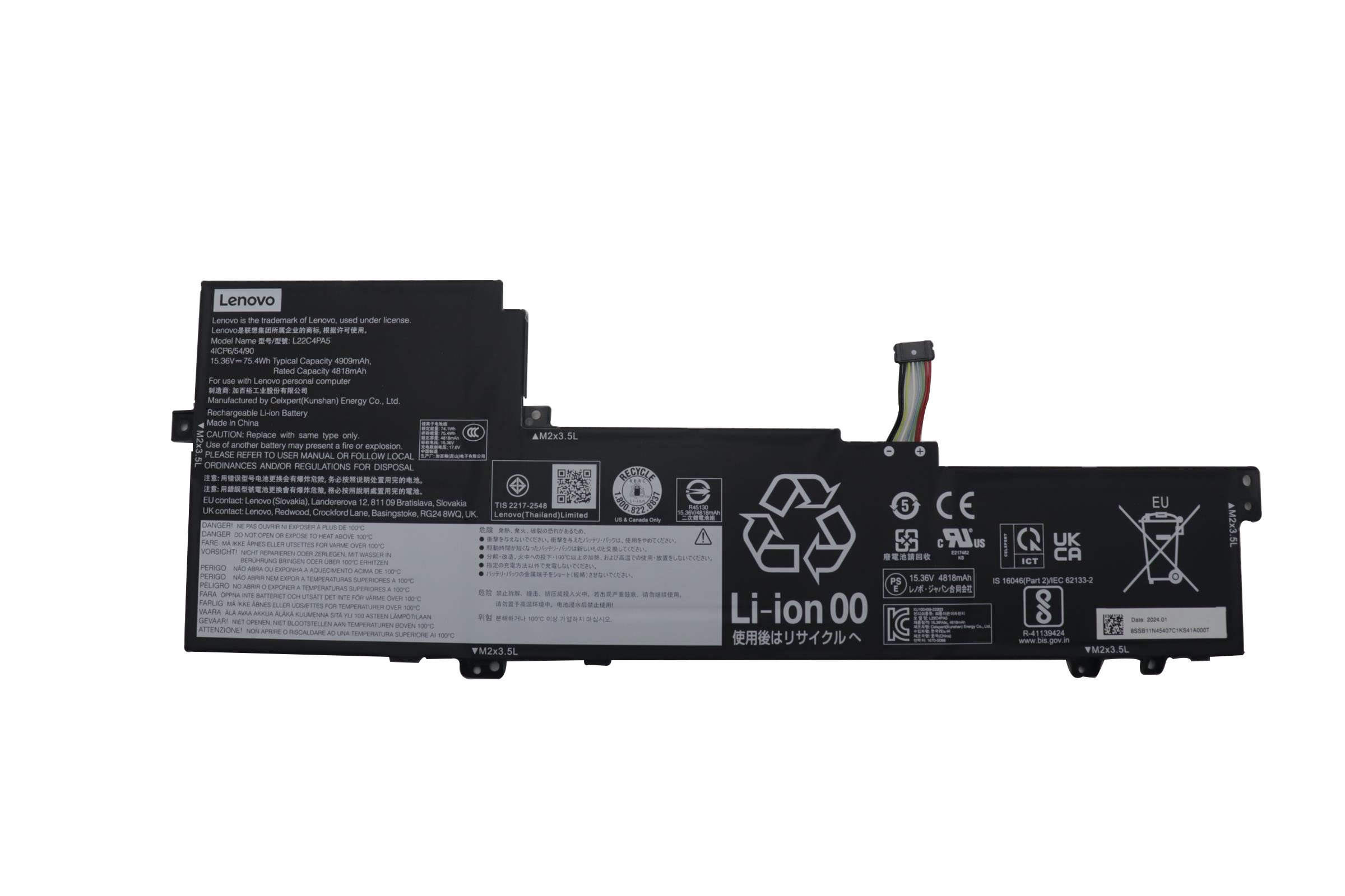 Original Battery Lenovo IdeaPad Slim 5 16IRL8 82XF009RUK 4909mAh 75.4Wh