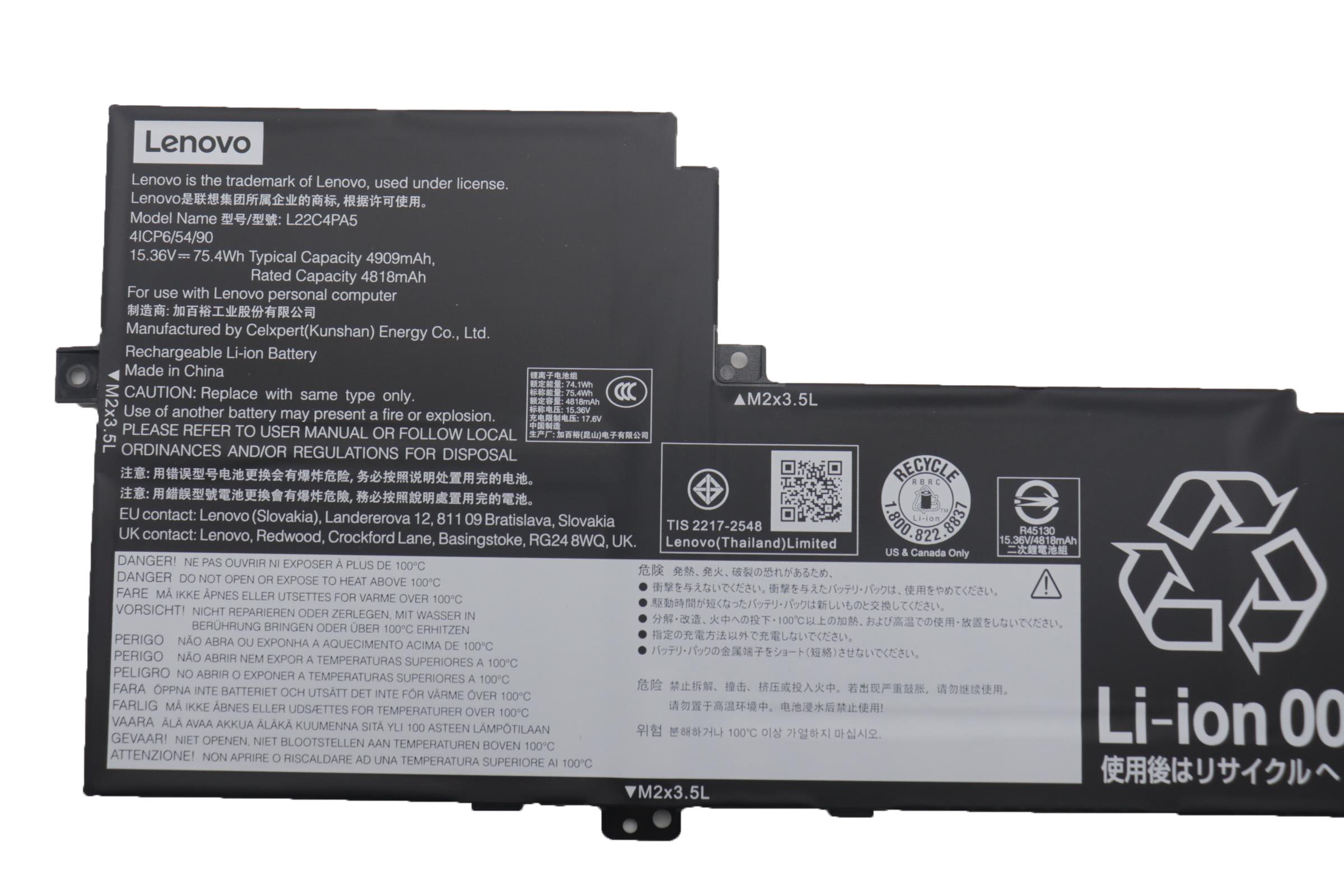 Original Battery Lenovo IdeaPad Slim 5 16IRL8 82XF009RUK 4909mAh 75.4Wh