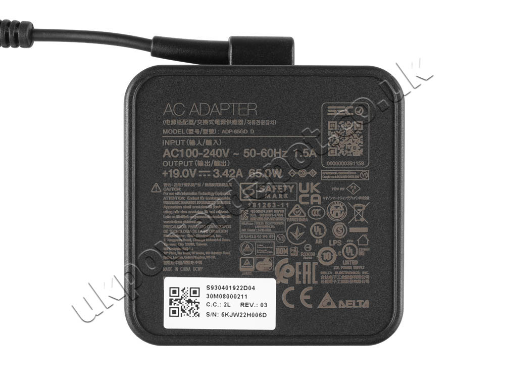 Original 65W Charger MSI S930401921D04 AC Adapter + Cable
