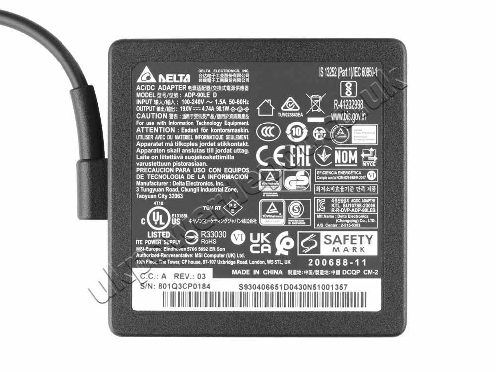 Original 90W Charger MSI Commercial 14 H A13MG MS-14L1 AC Adapter + Cable