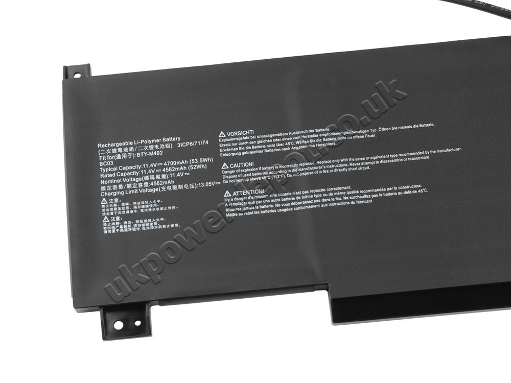 Battery MSI BTY-M492 4700mAh 53.5Wh