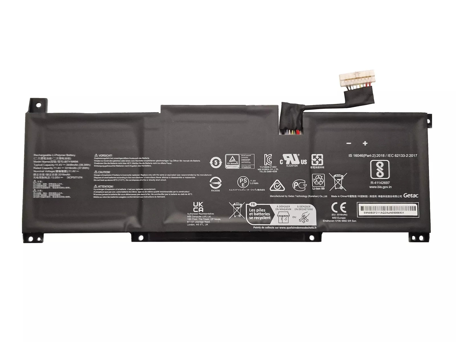 39.3Wh MSI Modern 14 C7M-245IT Battery