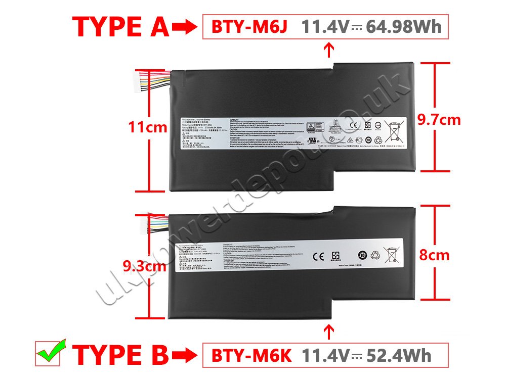 Original Battery MSI GF65 Thin 10SER (MS-16W1) 4600mAh 52.4Wh