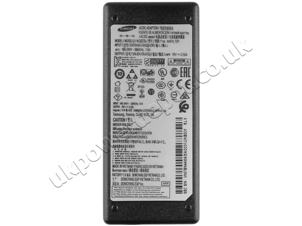 Original 48W Samsung C34F791 Monitor AC Adapter Charger + Cord