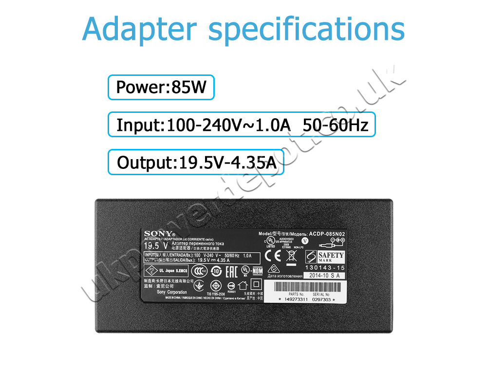 Original 85W Sony Vaio VGN-FZ31J AC Adapter Charger