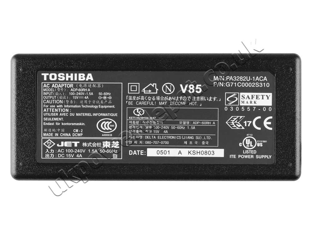 Original 60W Toshiba PA3201U PA3201U-1ACA AC Adapter Charger