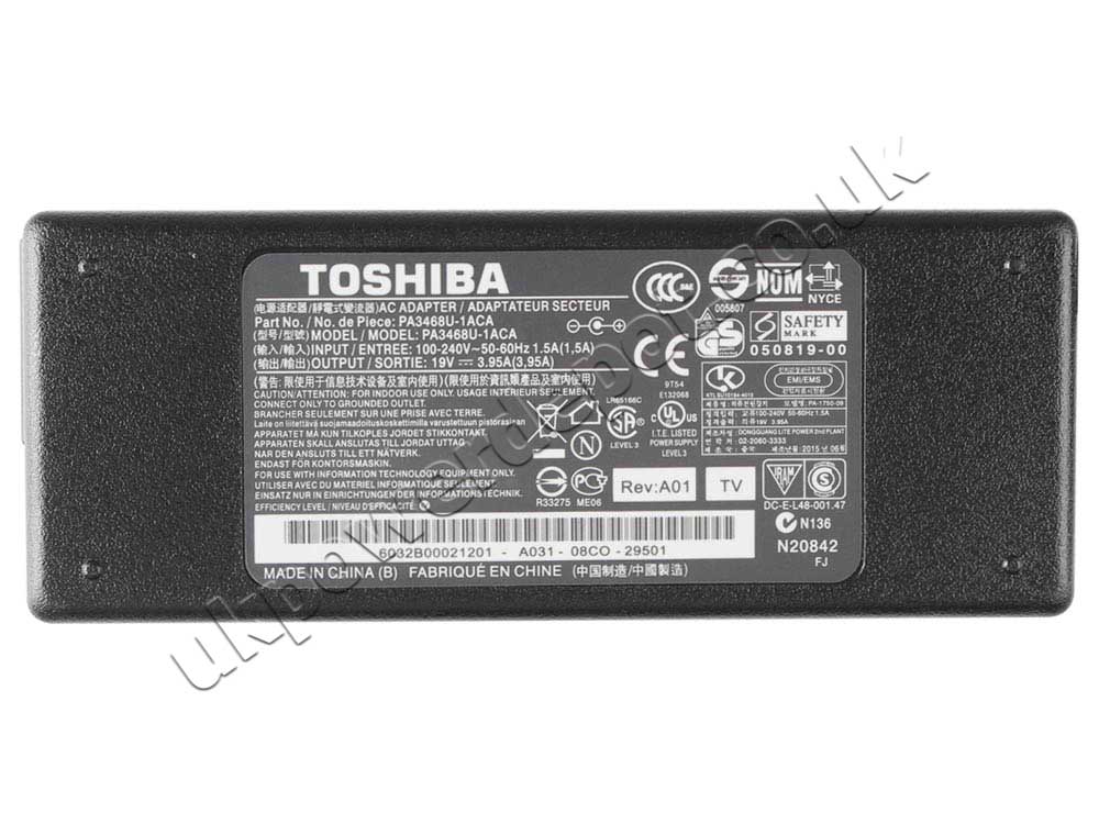 Original 75W Toshiba Satellite L300-25H AC Adapter Charger Power Cord