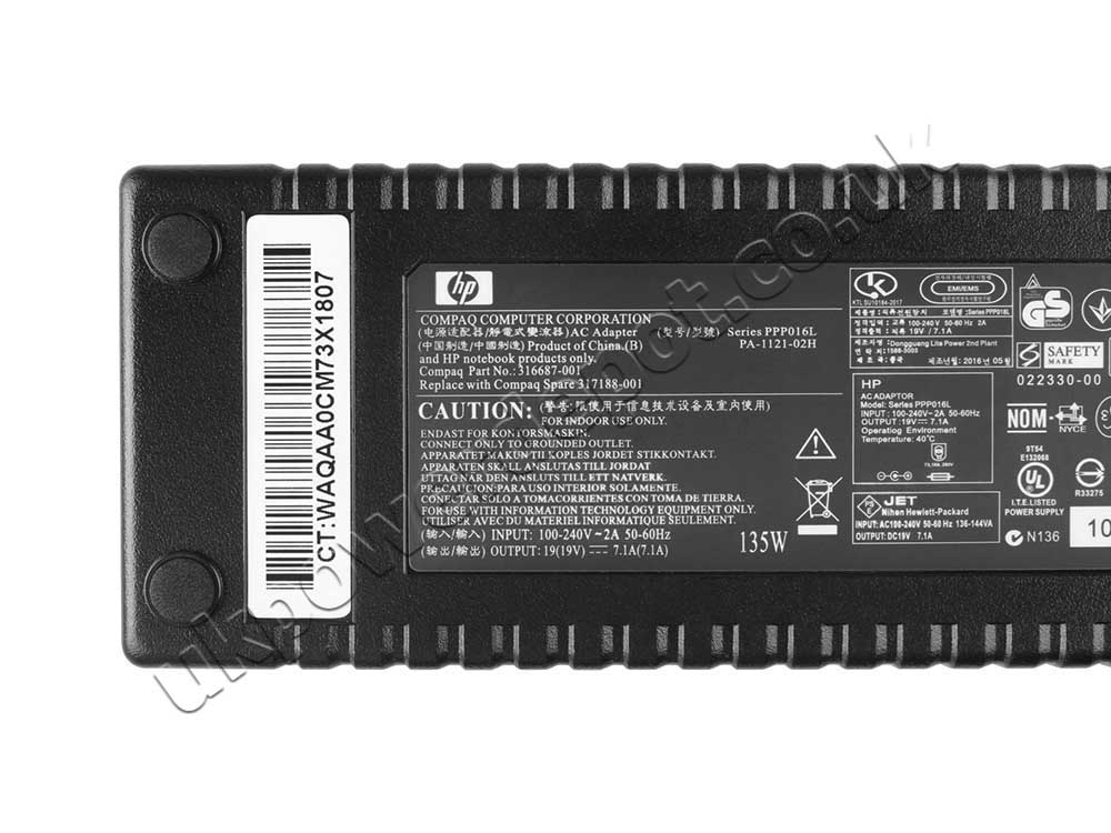 Original 135W AC Adapter Charger HP PA-1131-08HC + Cord